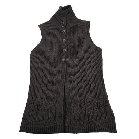 Woolrich Jackets & Blazers - Woolrich Womens Brown Cable‎ Knit Turtleneck Sleeveless Vest Sweater M
